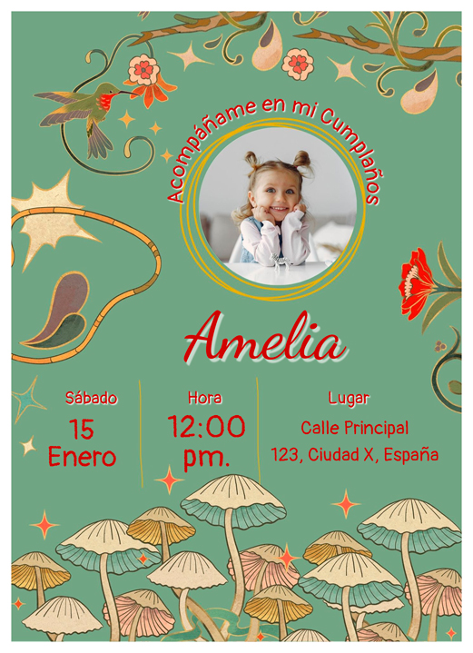 Invitación de Cumpleaños de Colibrí