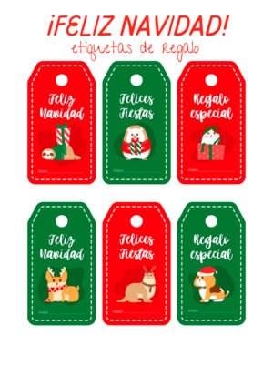 Etiquetas para Regalo de Animales Sorpresa de Navidad